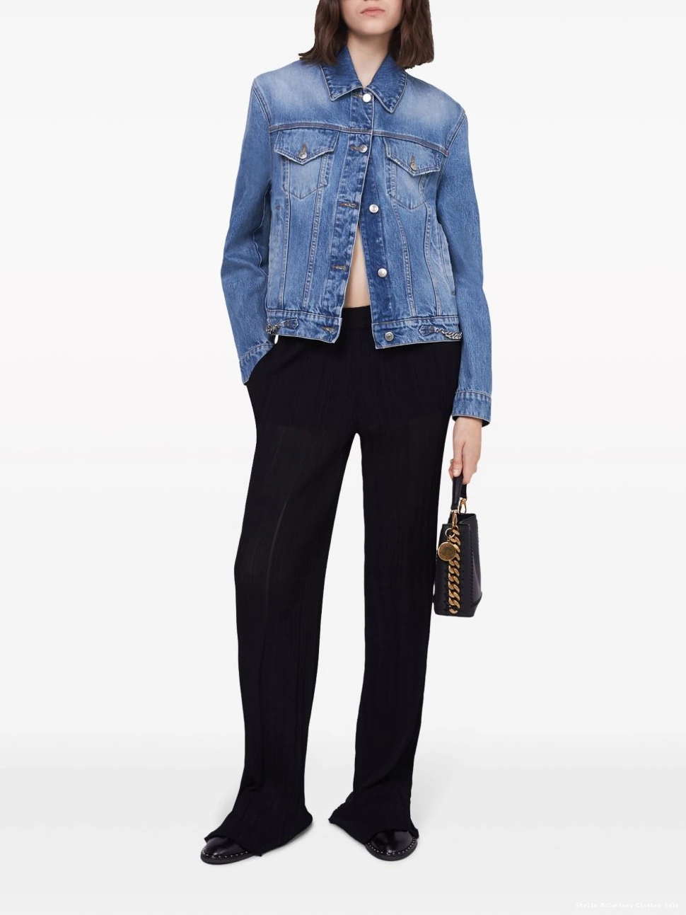 Cheap Stella chain-detail McCartney denim Falabella jacket Women 0823